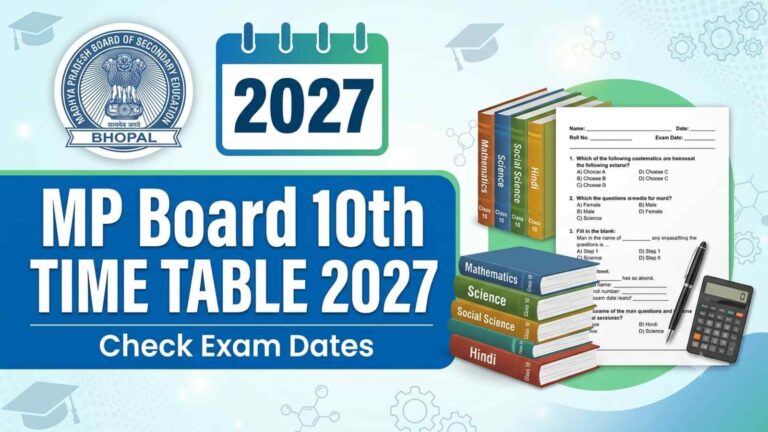 MP Board Class 10th Time Table 2027 Released Check Complete Exam Schedule & Download Datesheet