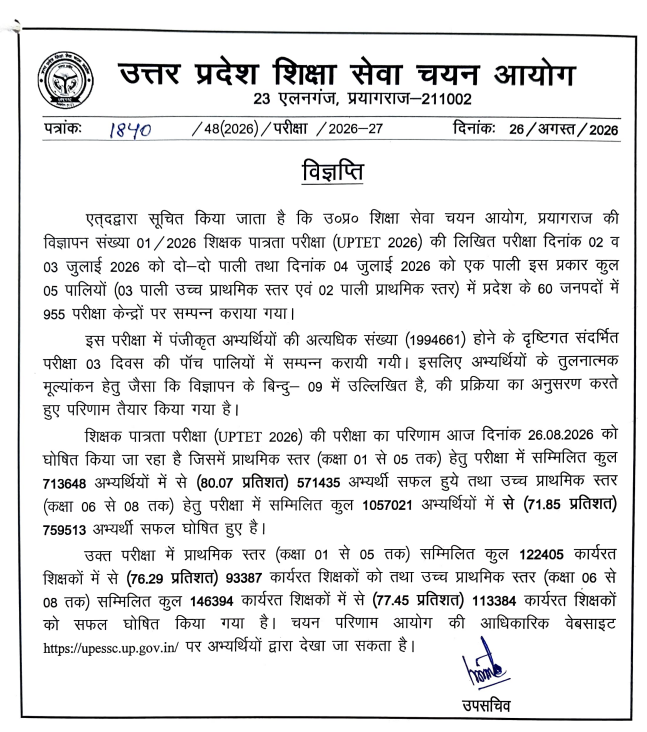 UPTET Result